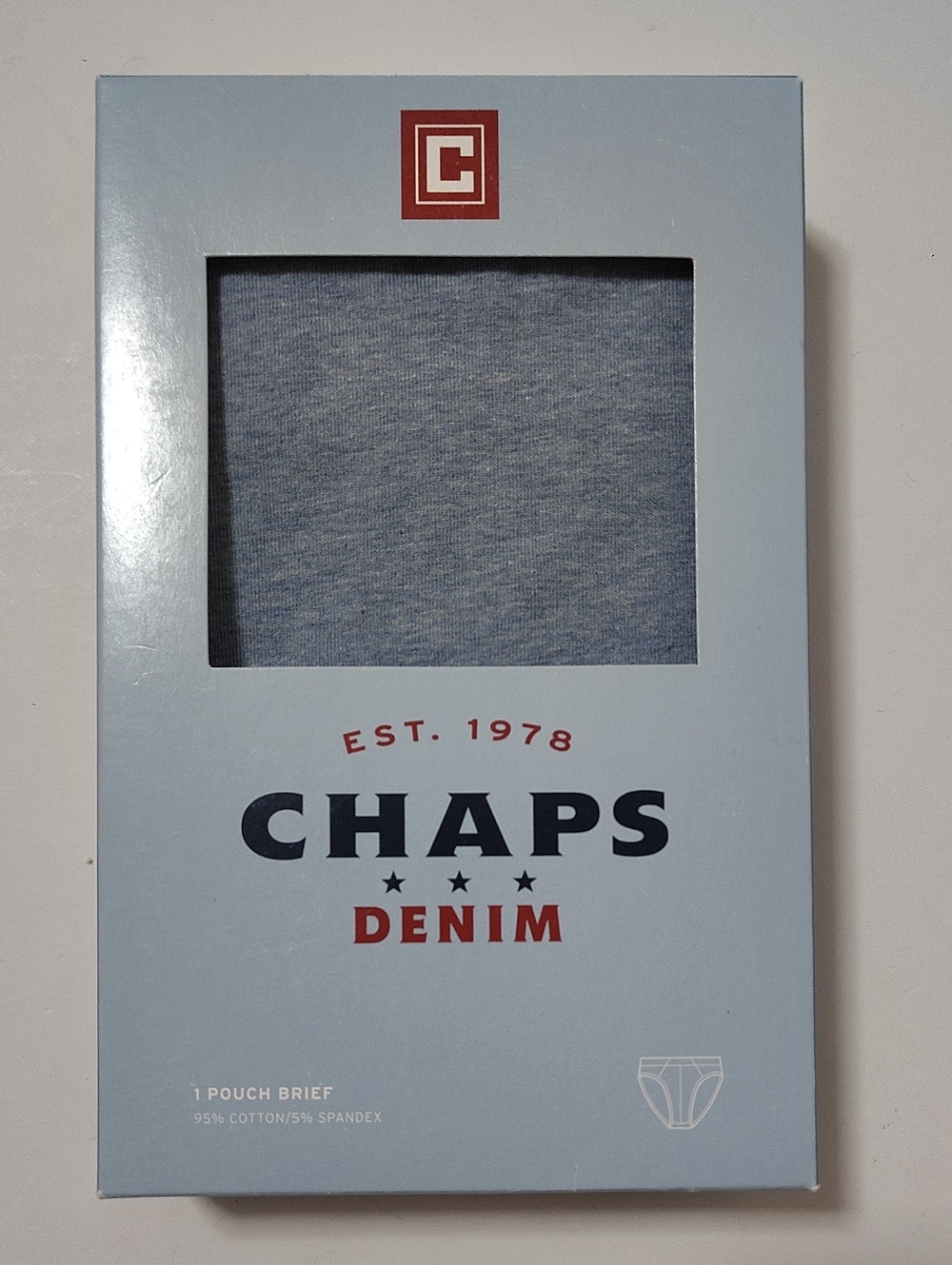 VTG 1996 Chaps Denim Light Blue Pouch Men's Brief - 1 Pair - Size M -NIB